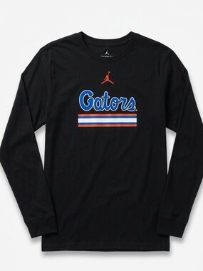 Jordan Black Long-Sleeve 'Gators' Tee with Blue and Red Accents